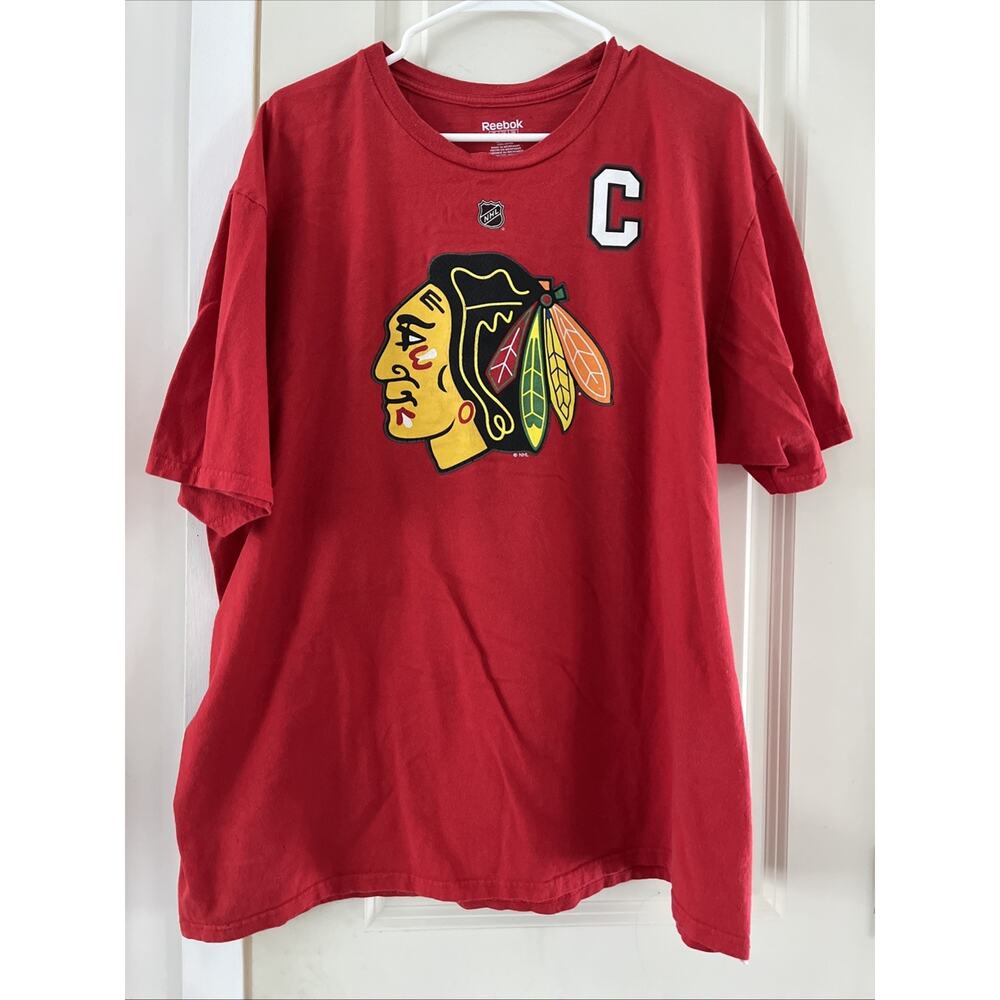 Chicago Blackhawks T Shirt Jonathan Toews 19 Men's 2XL Red Reebok NHL